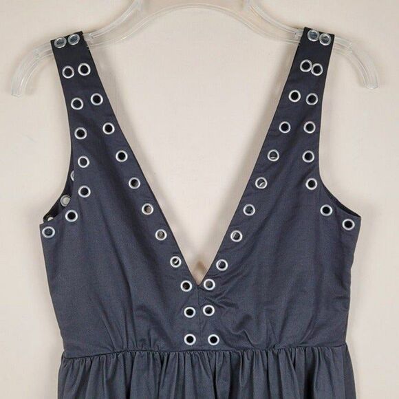 Marciano Size S Black A-Line Knee Lenght Dress Silver Rings Grommets Eyelet - Picture 6 of 12